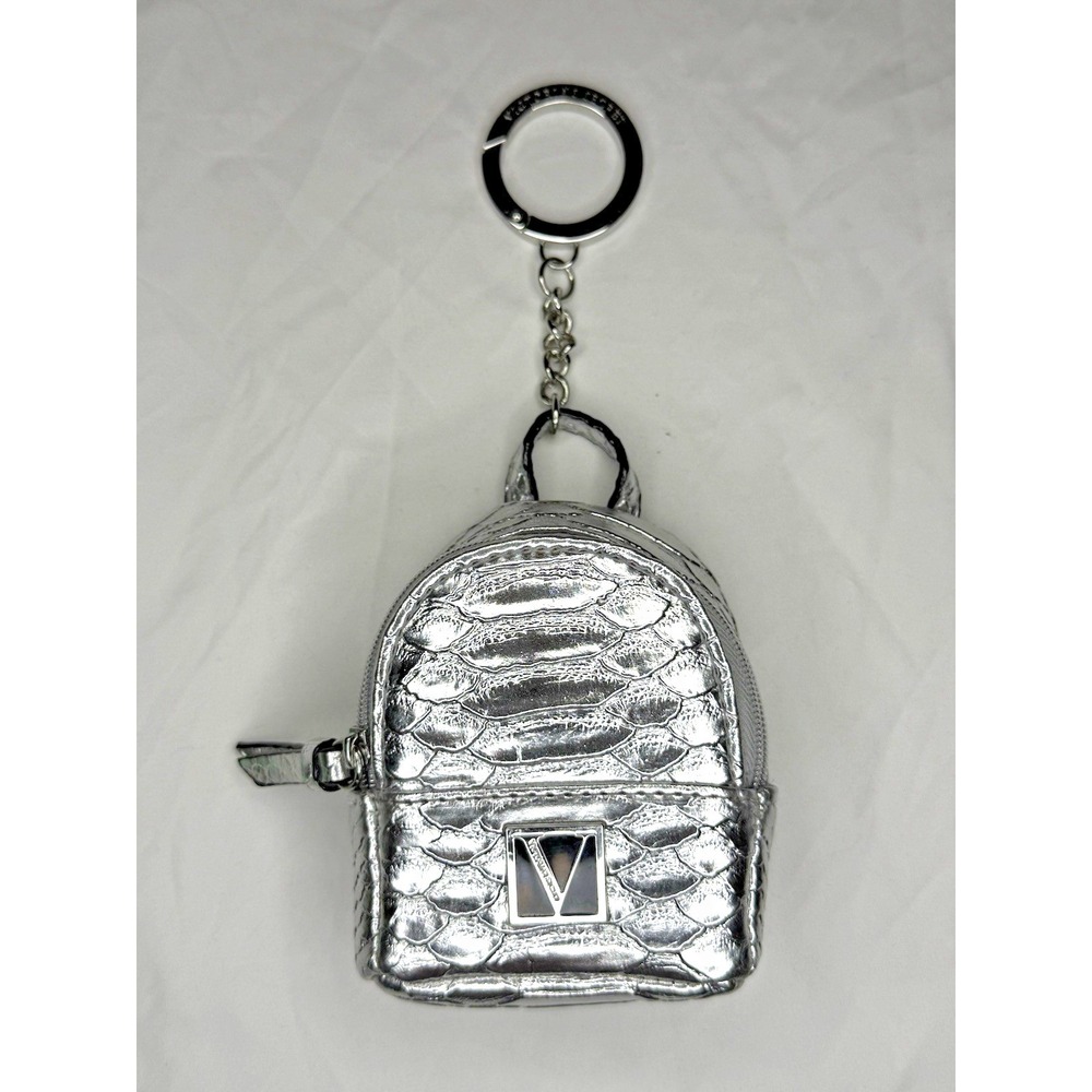 Victoria's Secret Metallic Silver Keychain Coin Purse Bag